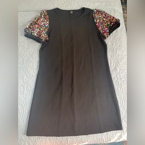 NEW SHEIN Emery Rose Puff Sleeve Contrast Sequin Tunic Dress